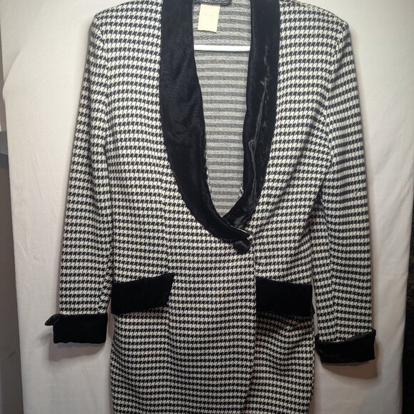 All that Jazz Jackets & Blazers - Vintage ‎ALL THAT JAZZ Black White Houndstooth Blazer Jacket Shoulder Pads